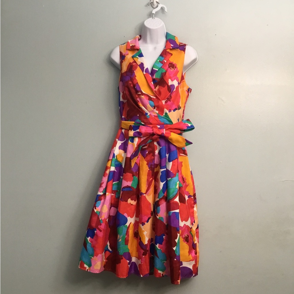 Shelby & Palmer Red and Yellow Sleeveless A-Line Sundress